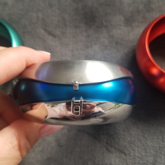 BREIL Interchangeable Wide Bangles Red, Blue, Green and Chrome/Silver Shell - Picture 6 of 11